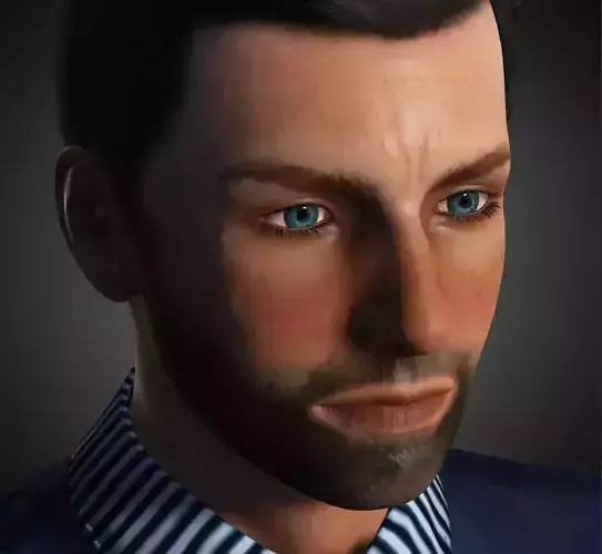 man-Beard man in vest and jeans 3D model