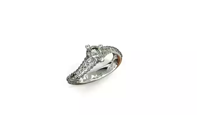 Solitaire  engagement drop entourage ring crimped-CG31 