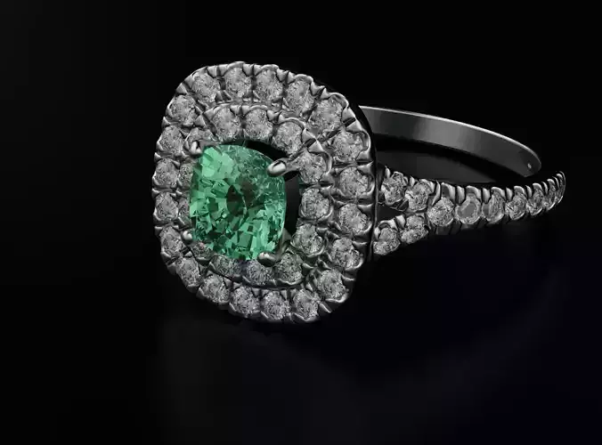 Ring with diamonds and cushion stone 572