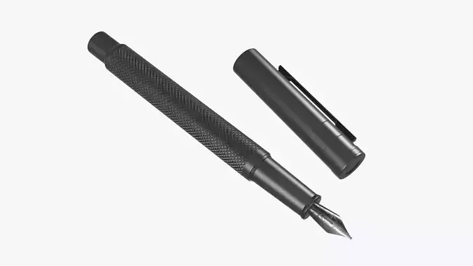 Black matte fountain pen 3D model