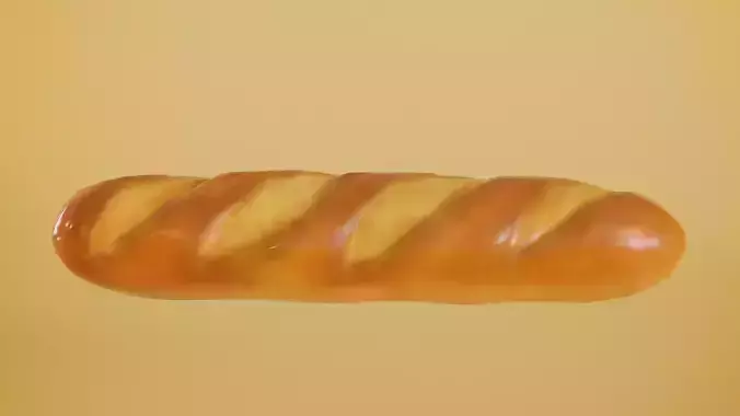 Baguette bread cartoon 3D model
