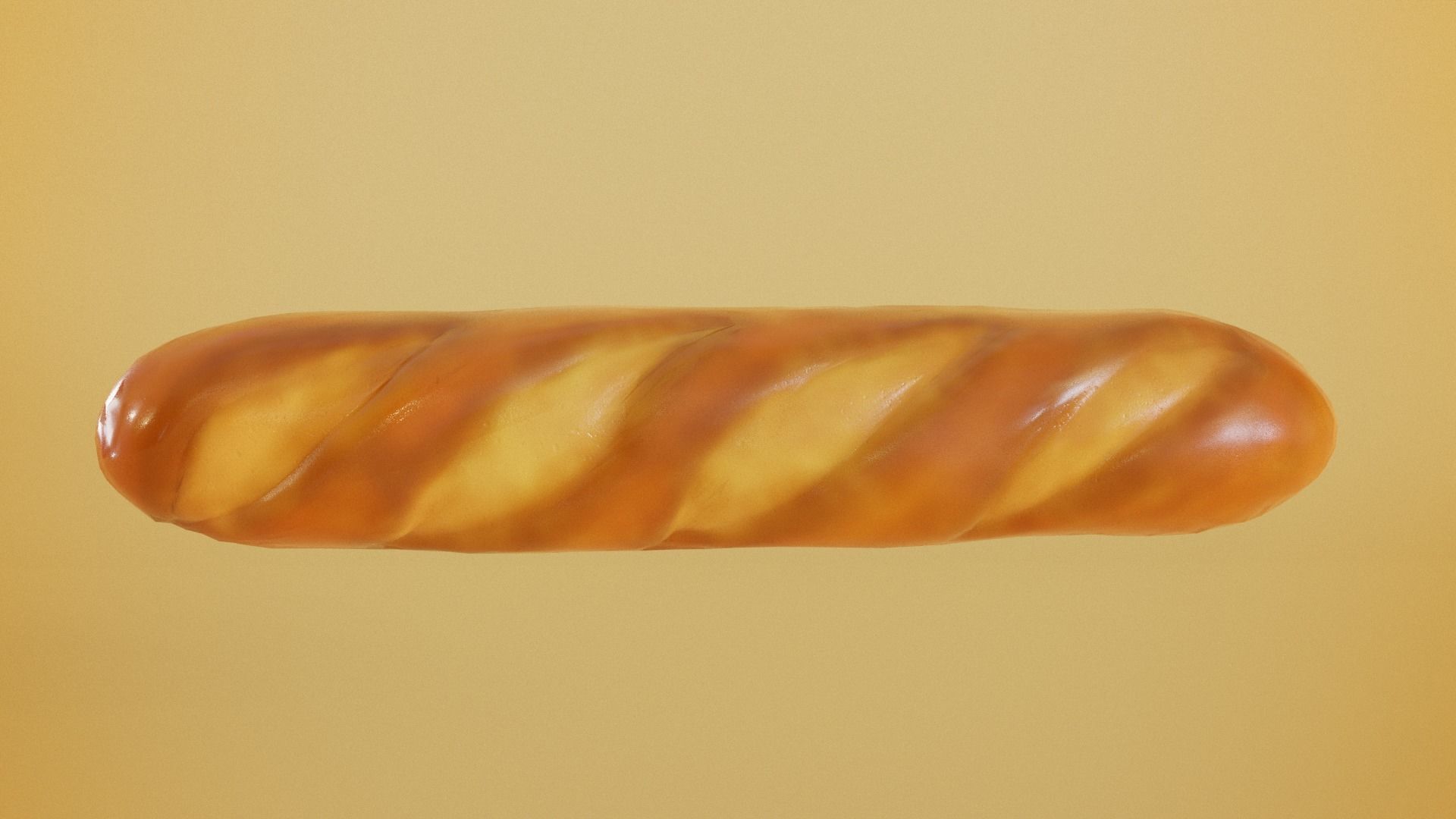 Baguette bread cartoon 3D model_4