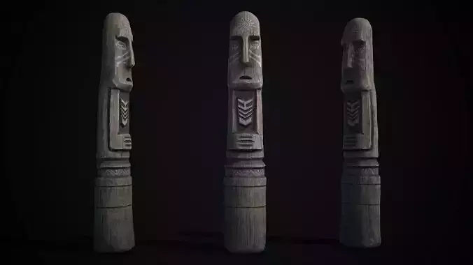 Totem wood 1 pbr 4k Low-poly 3D model