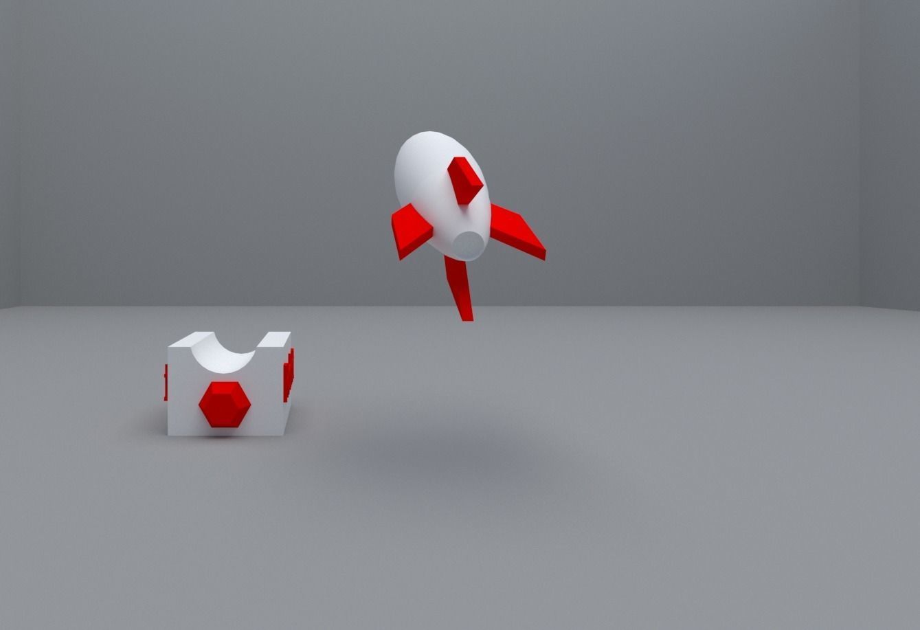 Rocket on box 3D print model_5