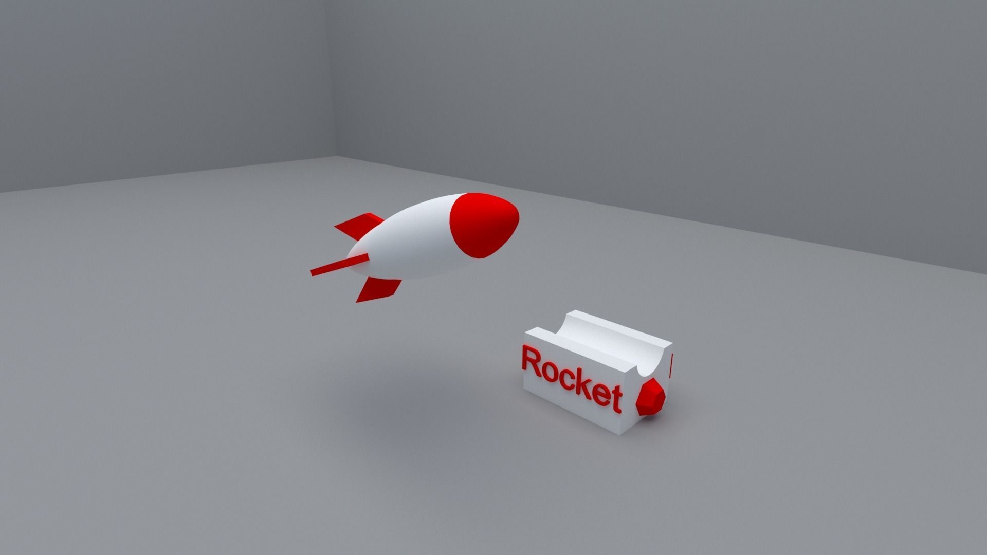 Rocket on box 3D print model_3