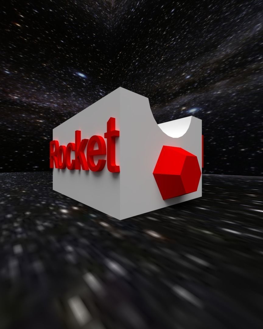 Rocket on box 3D print model_2