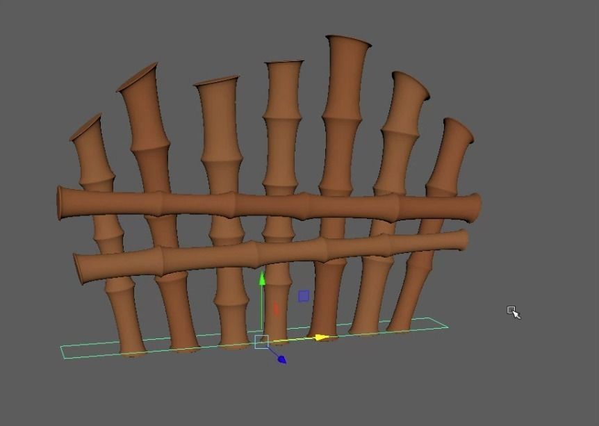 Bamboo fence 3D model_2