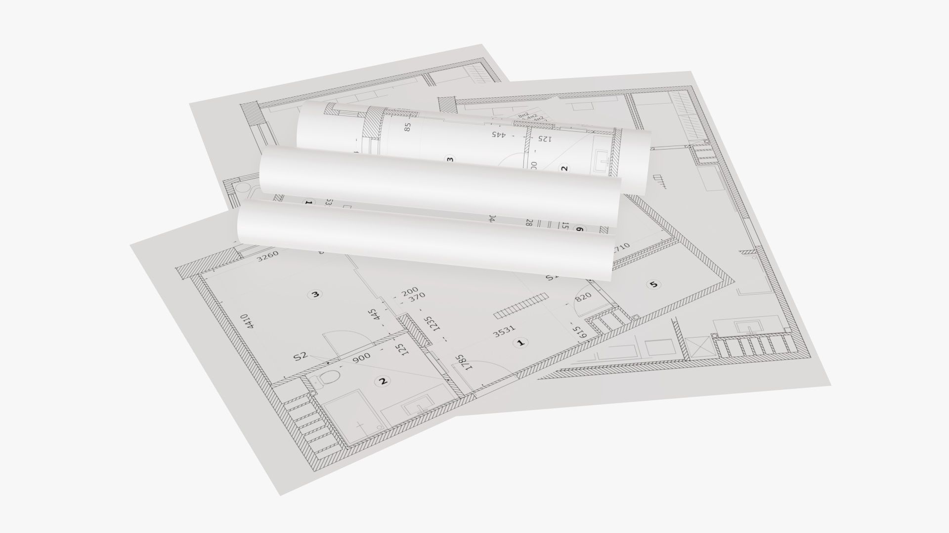Paper scrolls and sheets 01 3D model_2