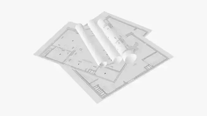 Paper scrolls and sheets 01 3D model