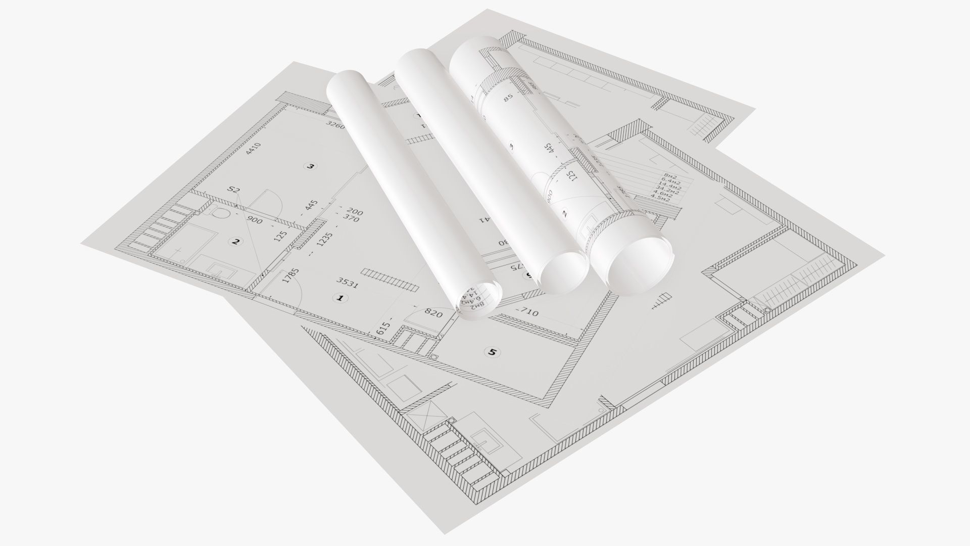 Paper scrolls and sheets 01 3D model_1