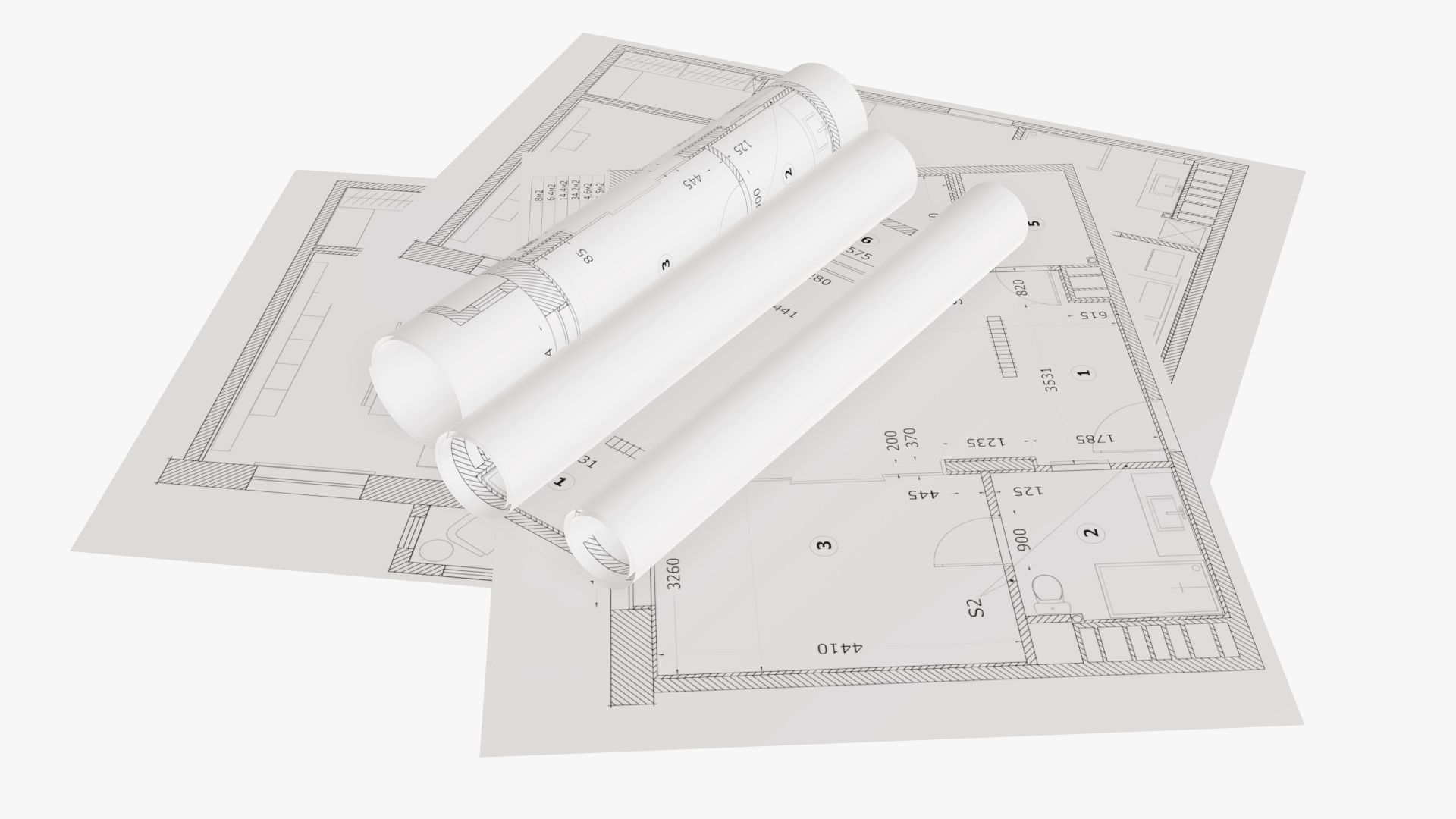 Paper scrolls and sheets 01 3D model_3
