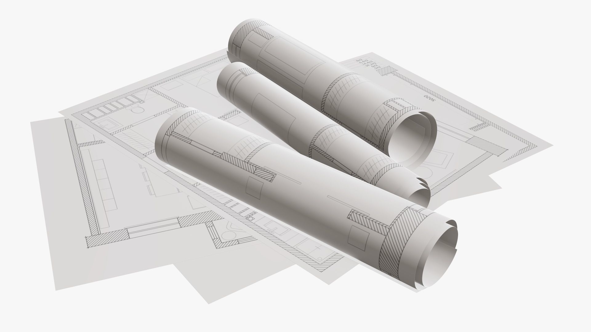 Paper scrolls and sheets 02 3D model_2