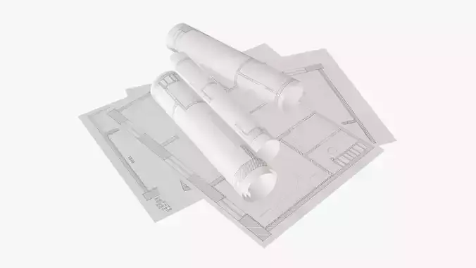 Paper scrolls and sheets 02 3D model
