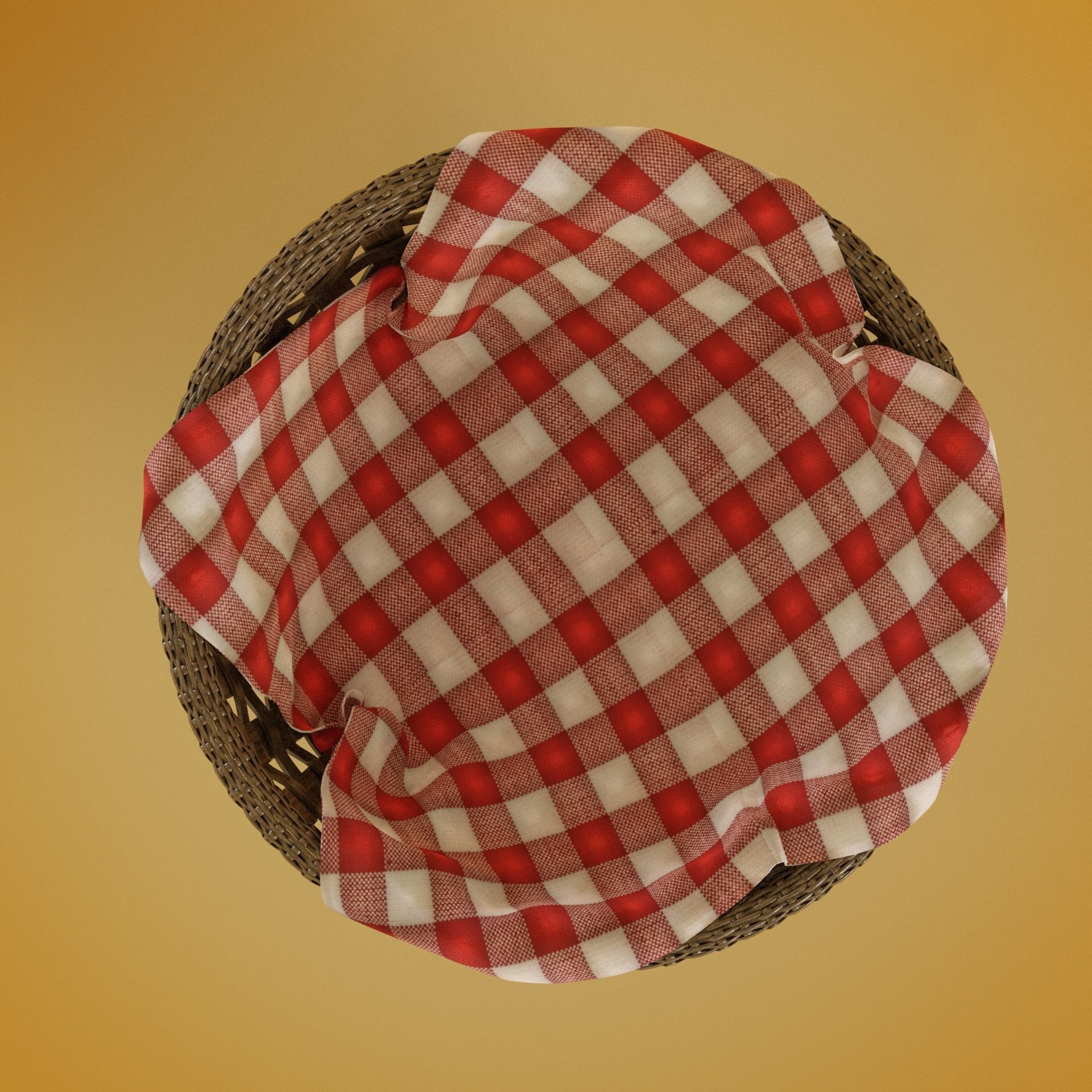 Bread basket wicker cartoon style 3D model_5