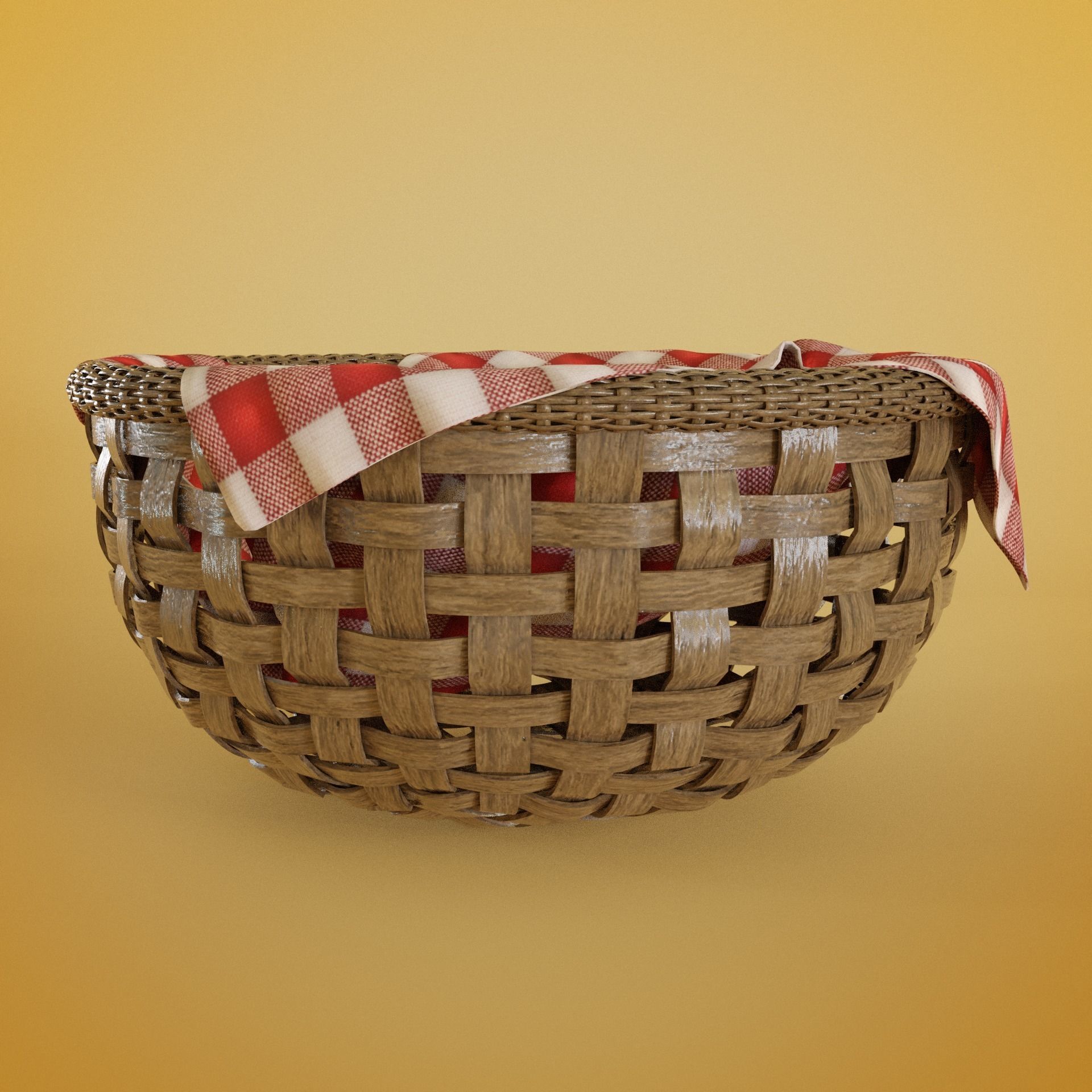 Bread basket wicker cartoon style 3D model_6
