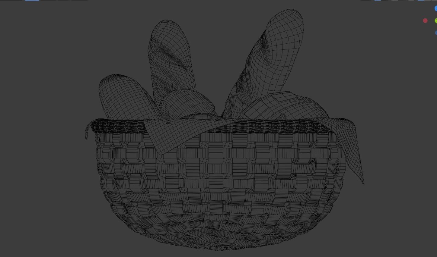 Bread basket wicker cartoon style 3D model_30