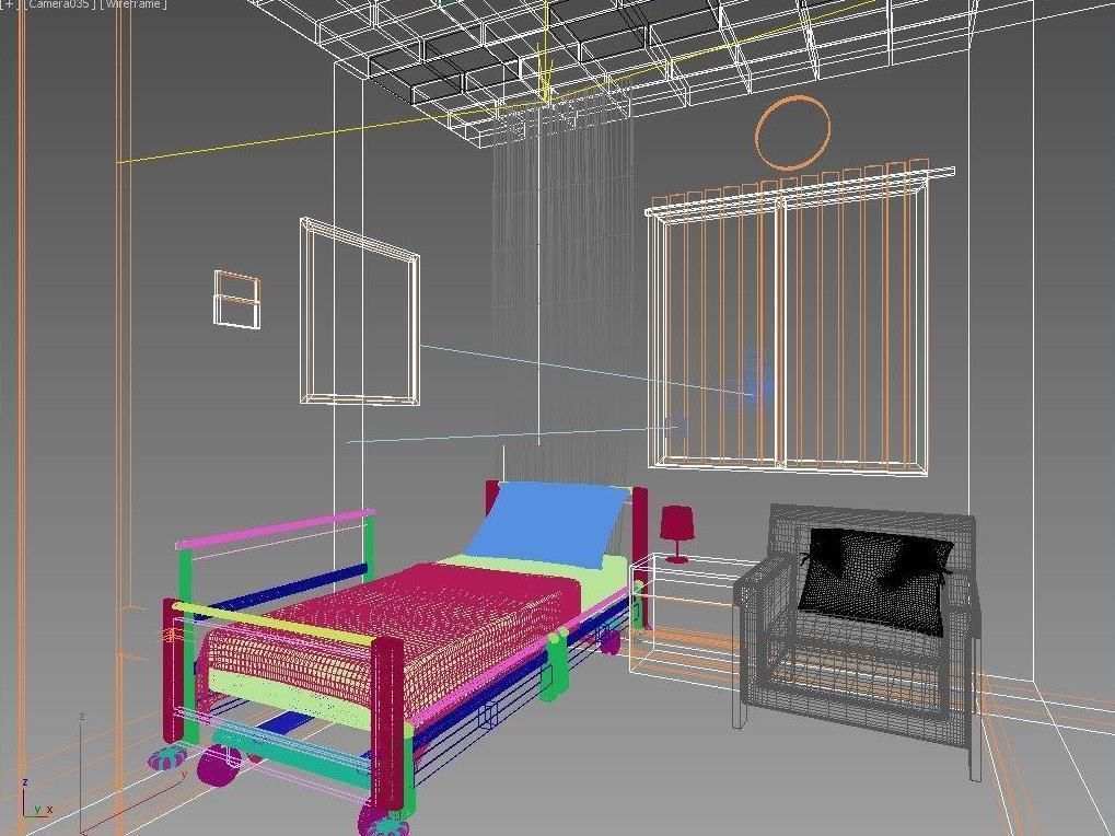 Solitary ward in the hospital 3D model_4