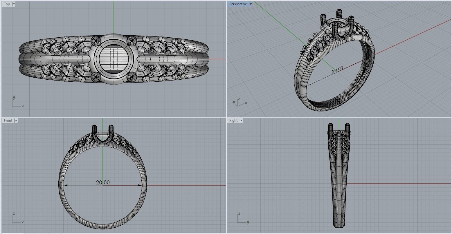 wedding  female engagement diamond ring  3D print model_5