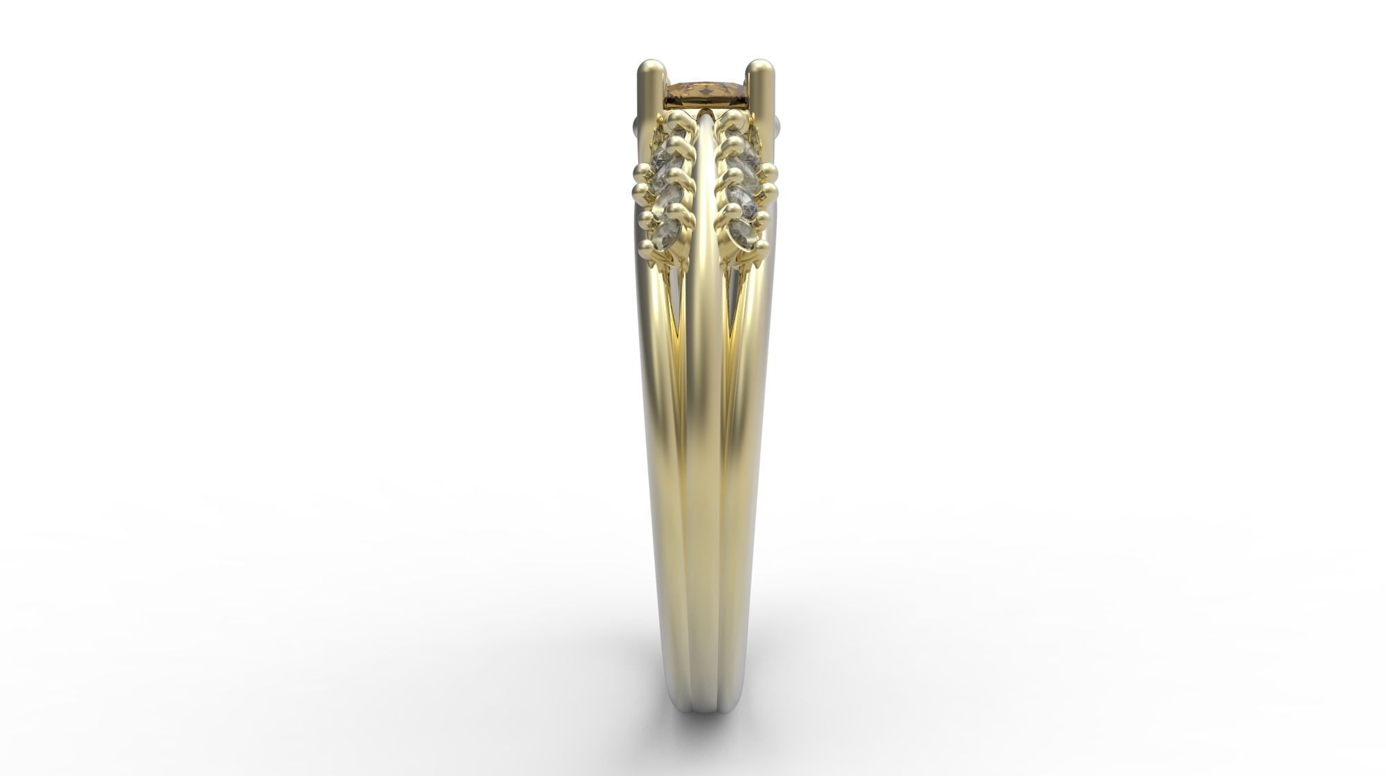 wedding  female engagement diamond ring  3D print model_4