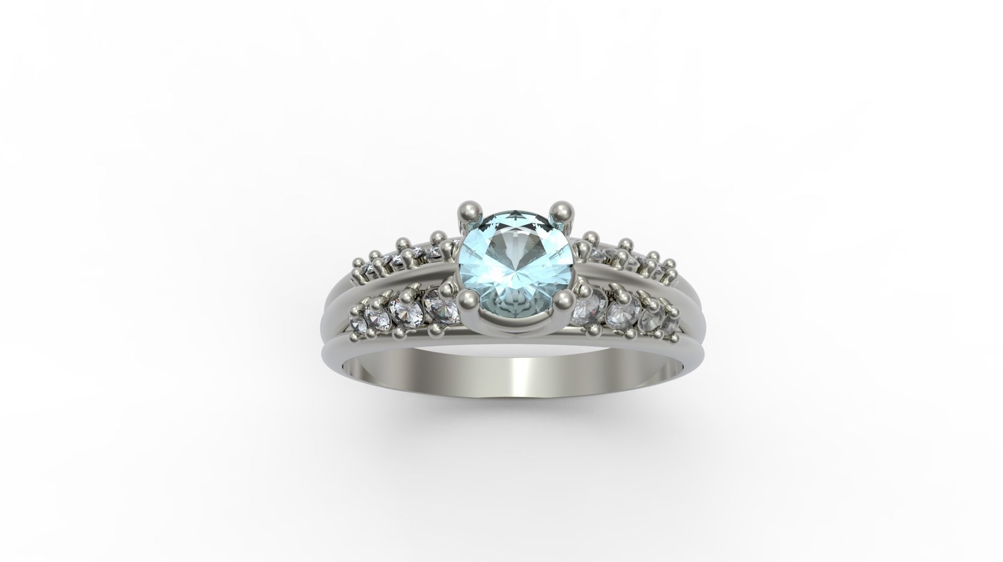 wedding  female engagement diamond ring  3D print model_1