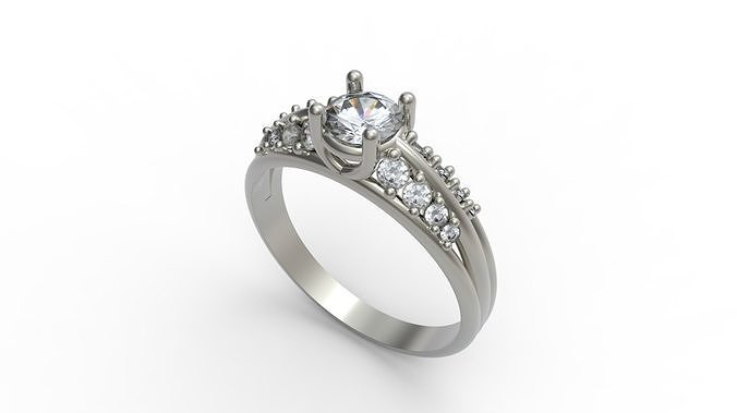 wedding  female engagement diamond ring  3D print model