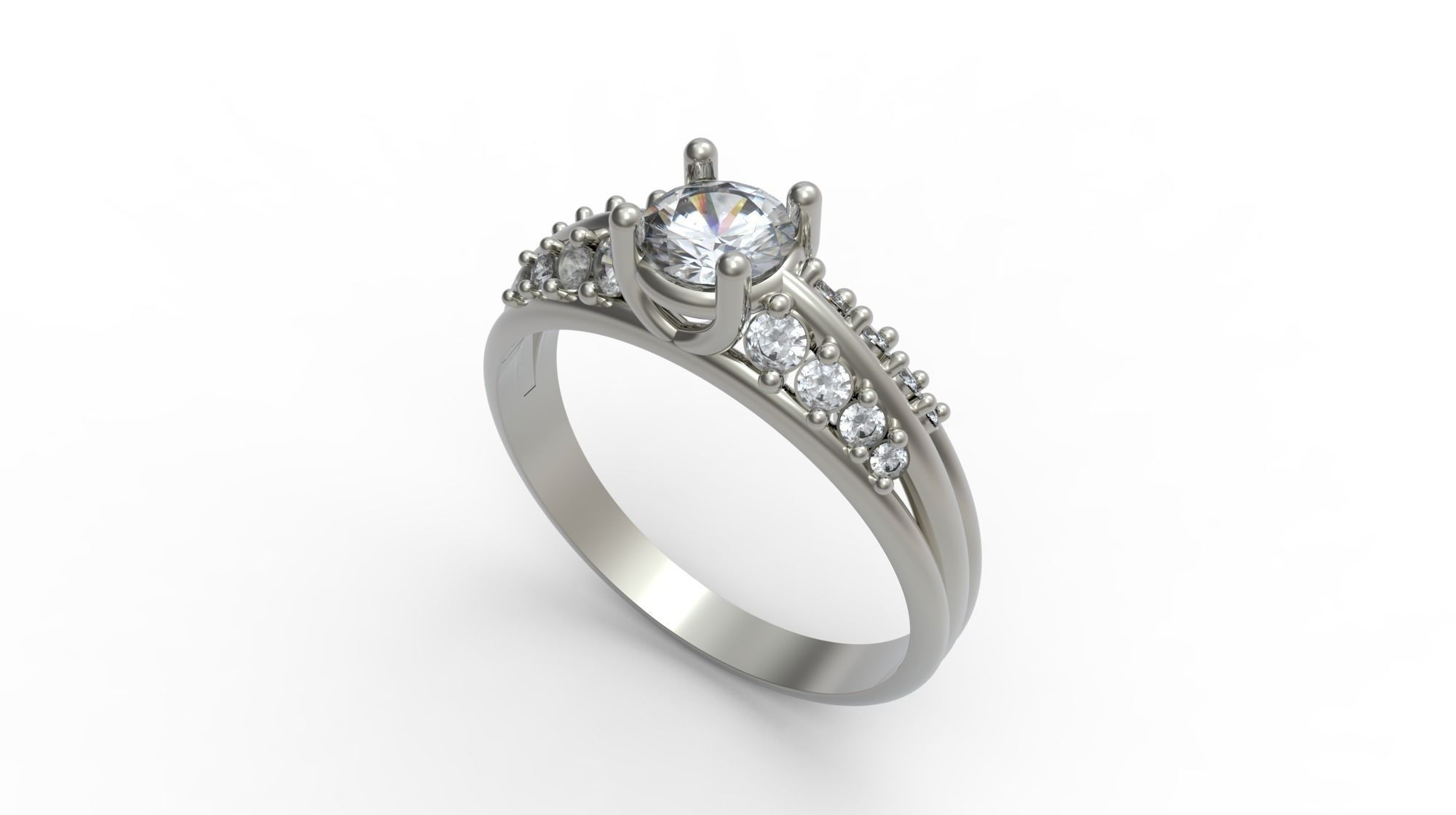 wedding  female engagement diamond ring  3D print model_0
