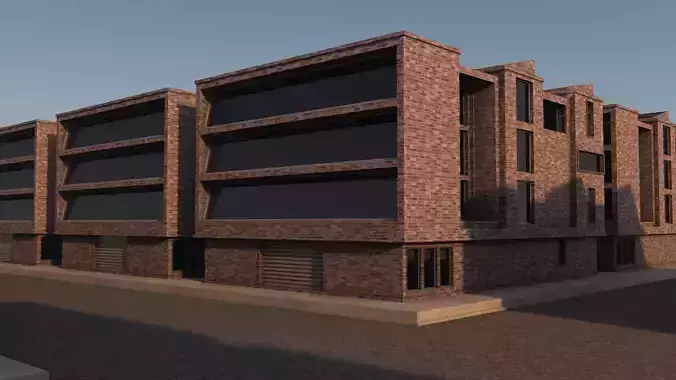 house brick building Low-poly 3D model