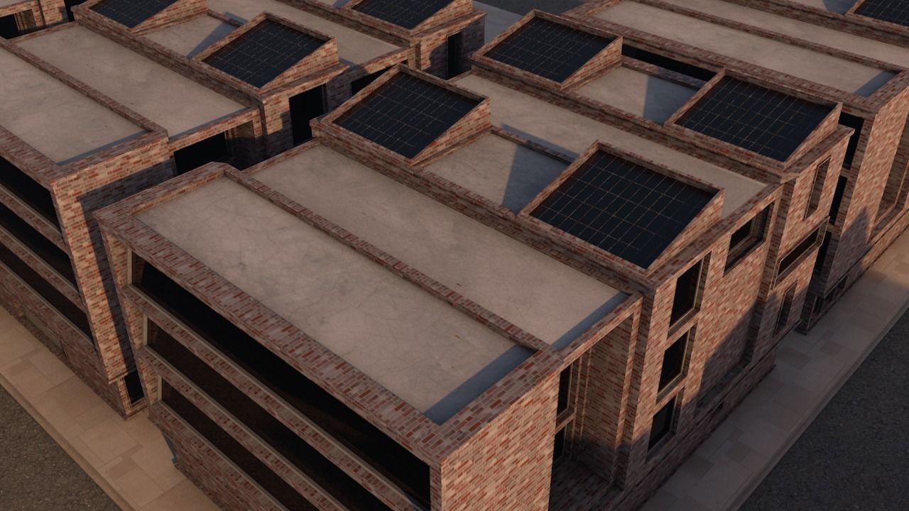 house brick building Low-poly 3D model_1