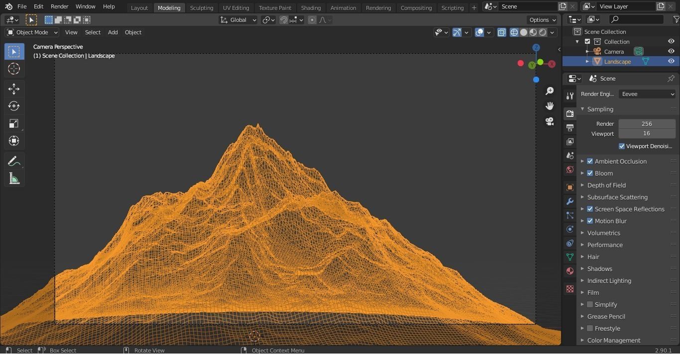 Mountain with sun setting behind it Free low-poly 3D model_1