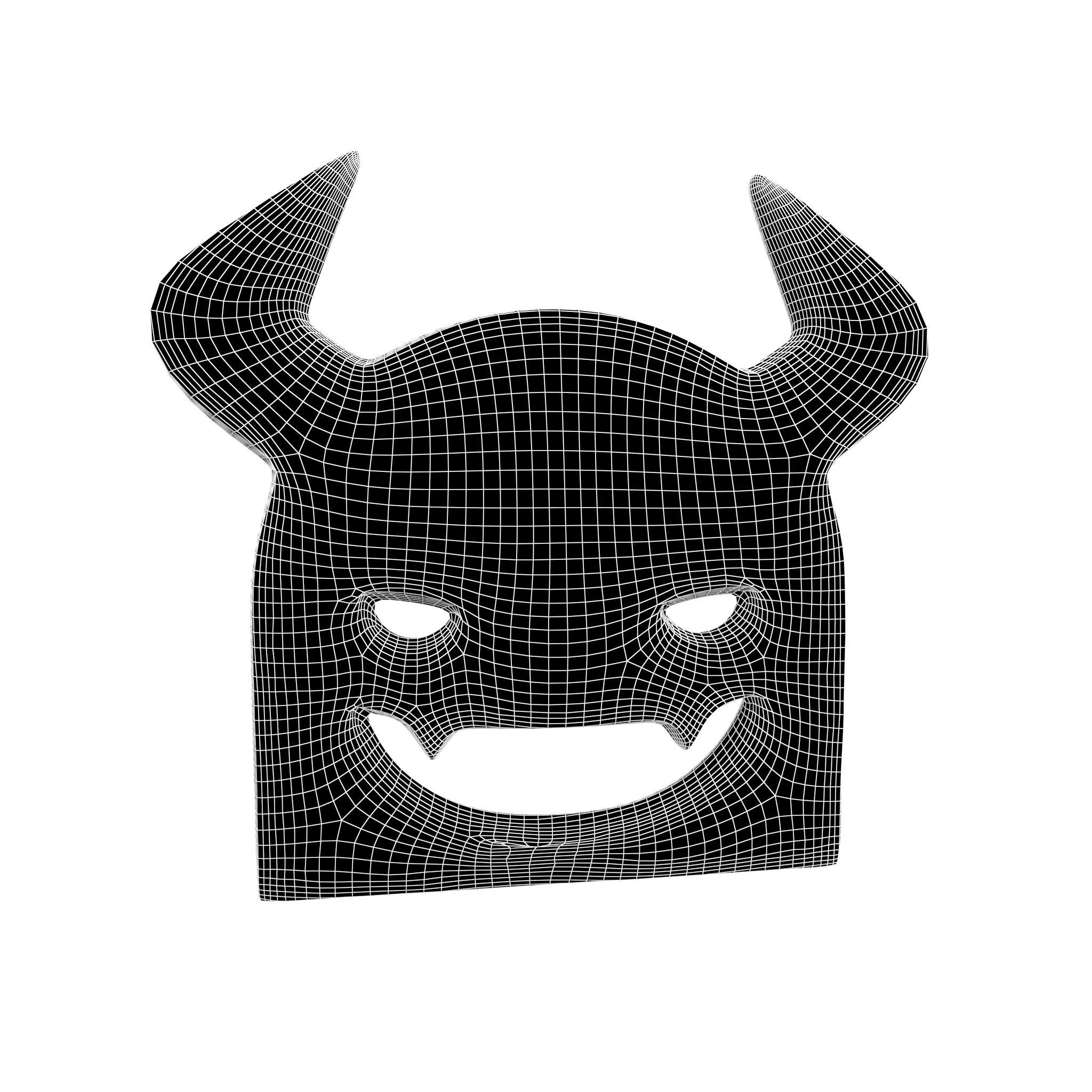 Angry Face with Horns Symbol V1 001 Low-poly 3D model_4
