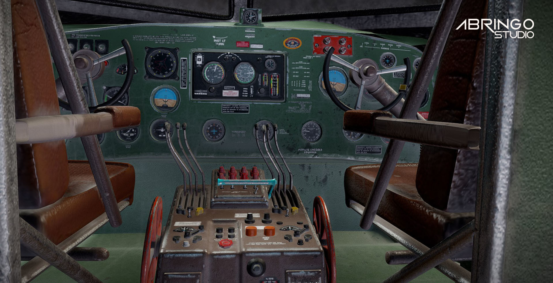 Douglas DC-3 Ethiopian Aircraft Low-poly 3D model_6