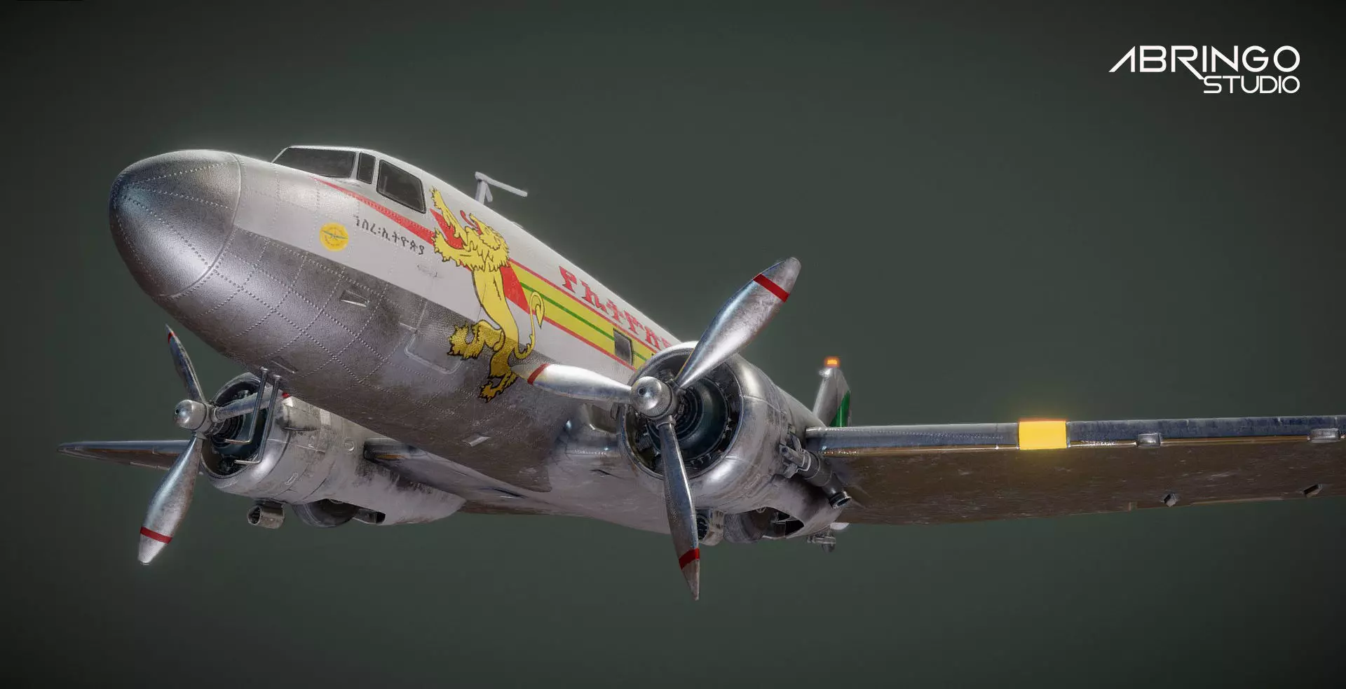 Douglas DC-3 Ethiopian Aircraft Low-poly 3D model_0