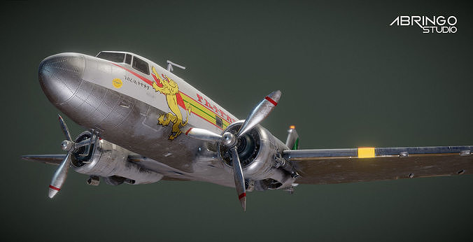 Douglas DC-3 Ethiopian Aircraft Low-poly 3D model