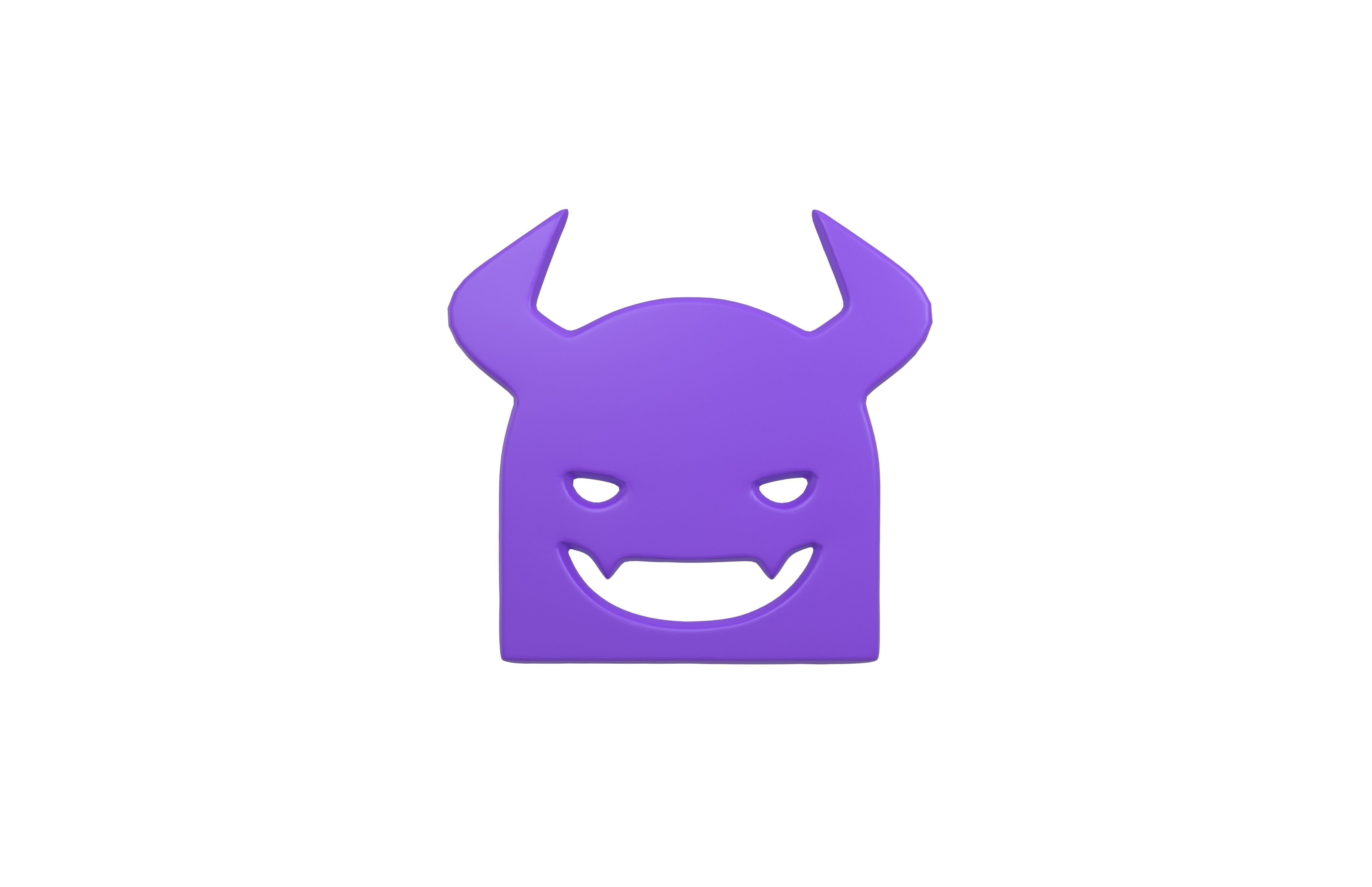 Angry Face with Horns Symbol V1 002 Low-poly 3D model_1