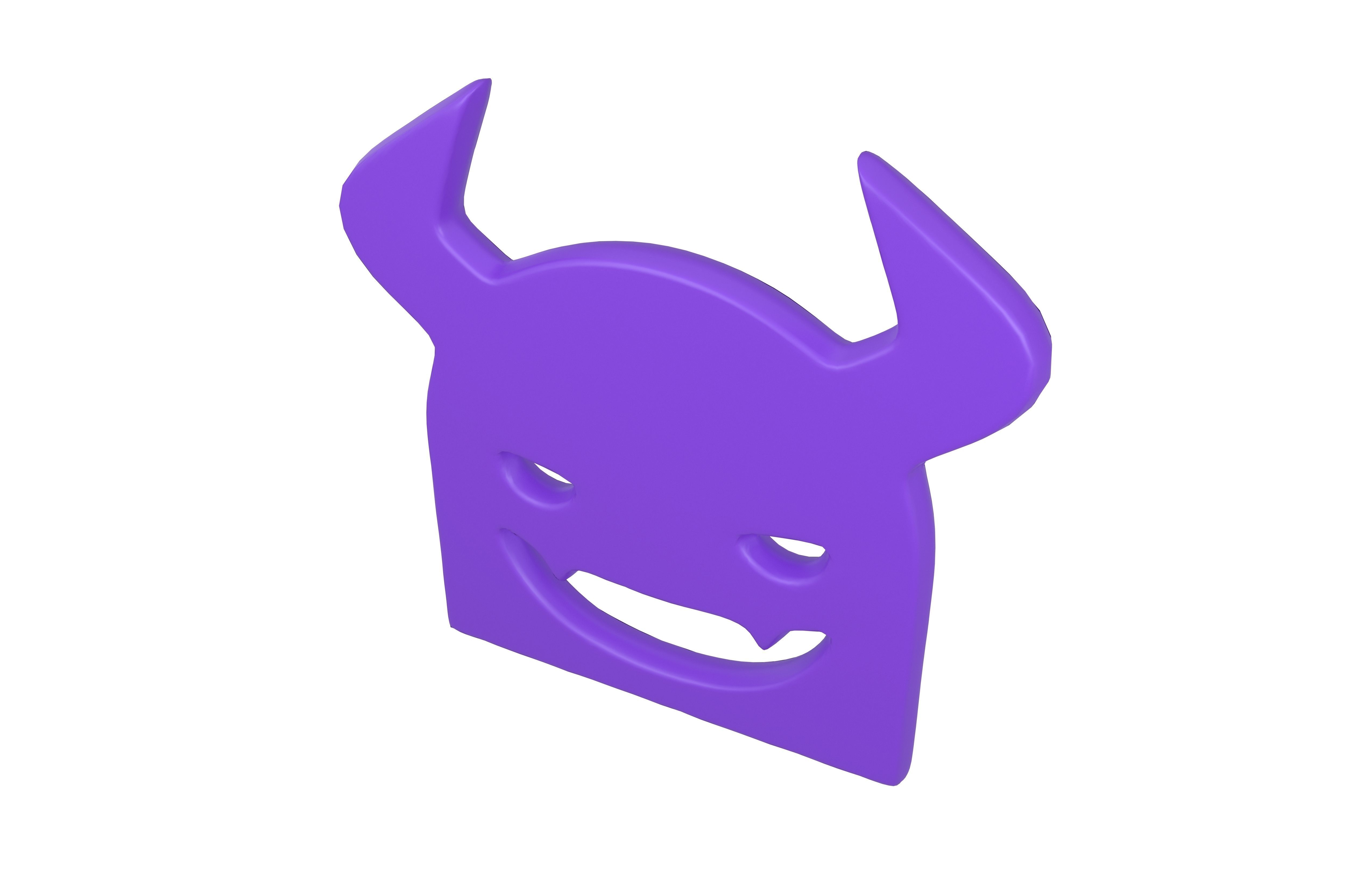 Angry Face with Horns Symbol V1 002 Low-poly 3D model_2