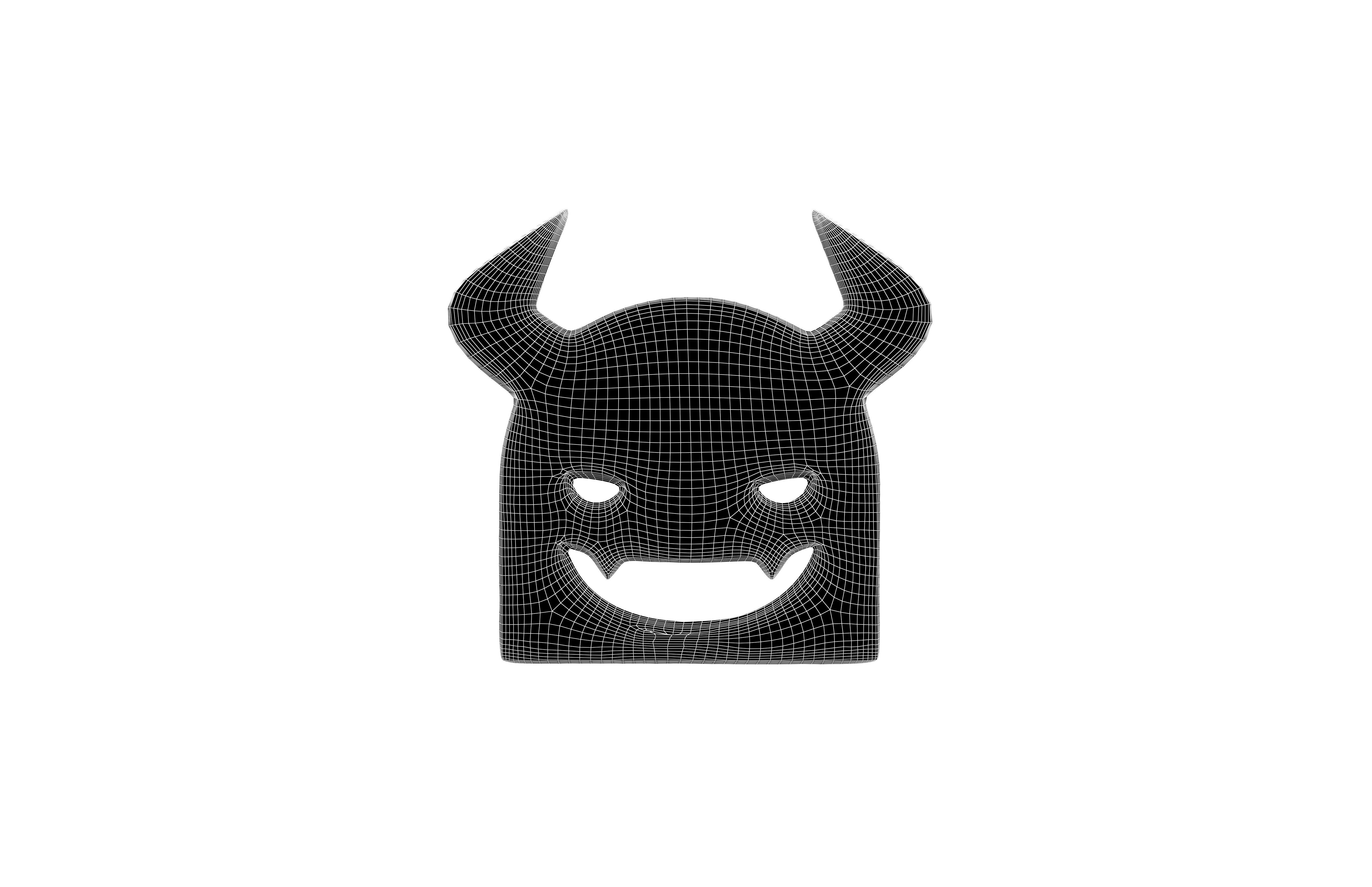 Angry Face with Horns Symbol V1 002 Low-poly 3D model_5