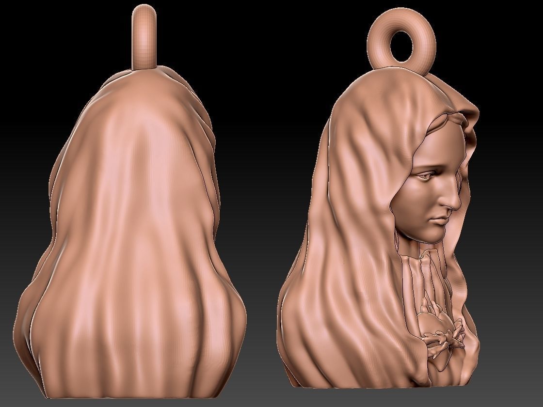 Virgin Mary pendant 3D print model 3D print model_2