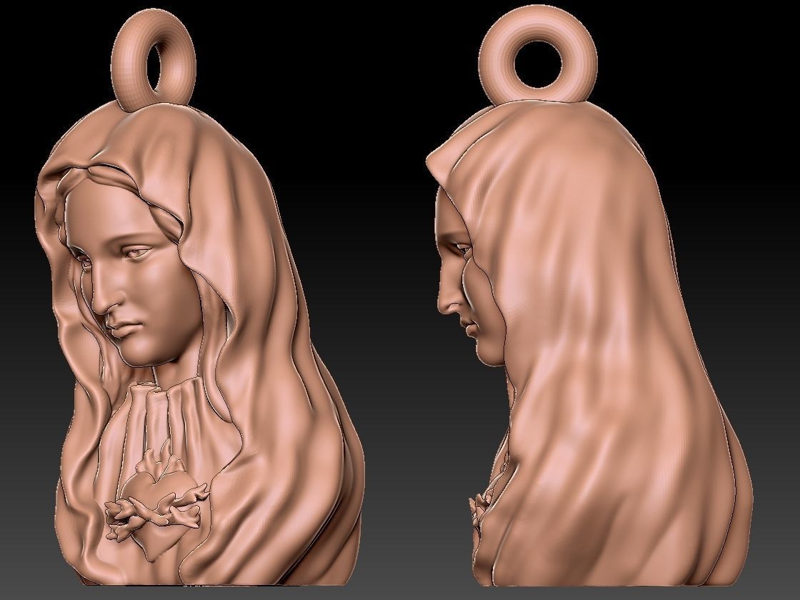Virgin Mary pendant 3D print model 3D print model_1