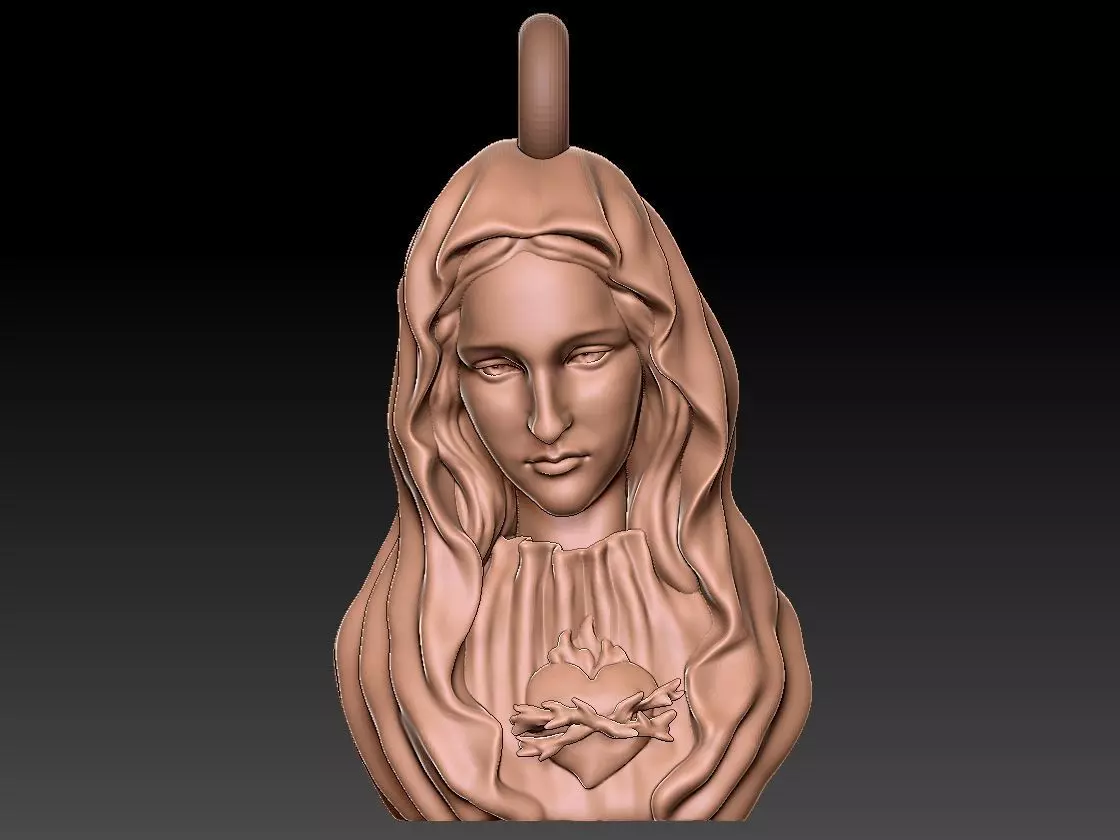 Virgin Mary pendant 3D print model 3D print model_0