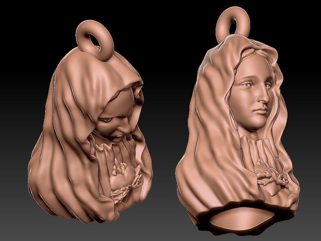Virgin Mary pendant 3D print model 3D print model_3