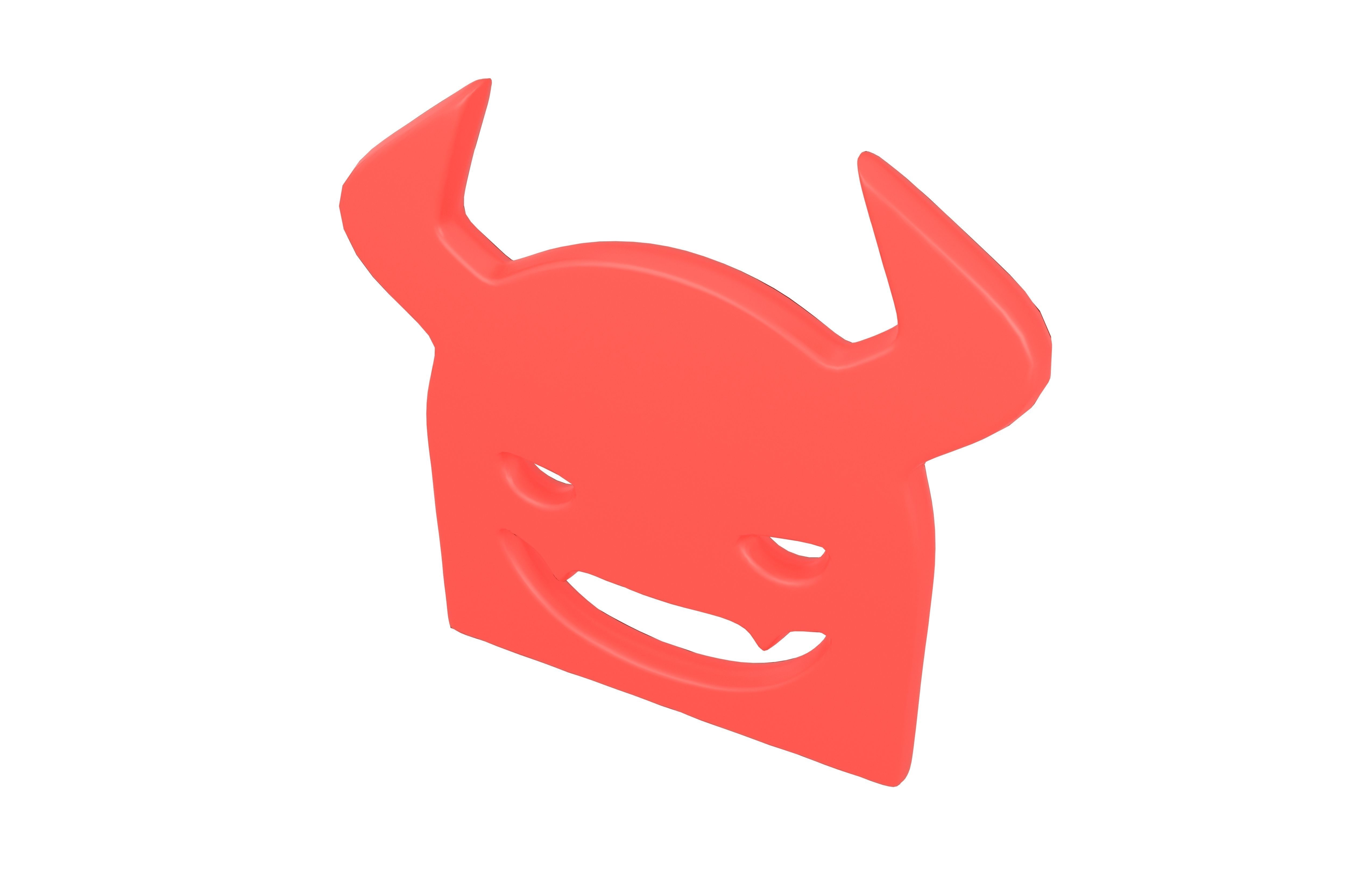 Angry Face with Horns Symbol V1 003 Low-poly 3D model_2