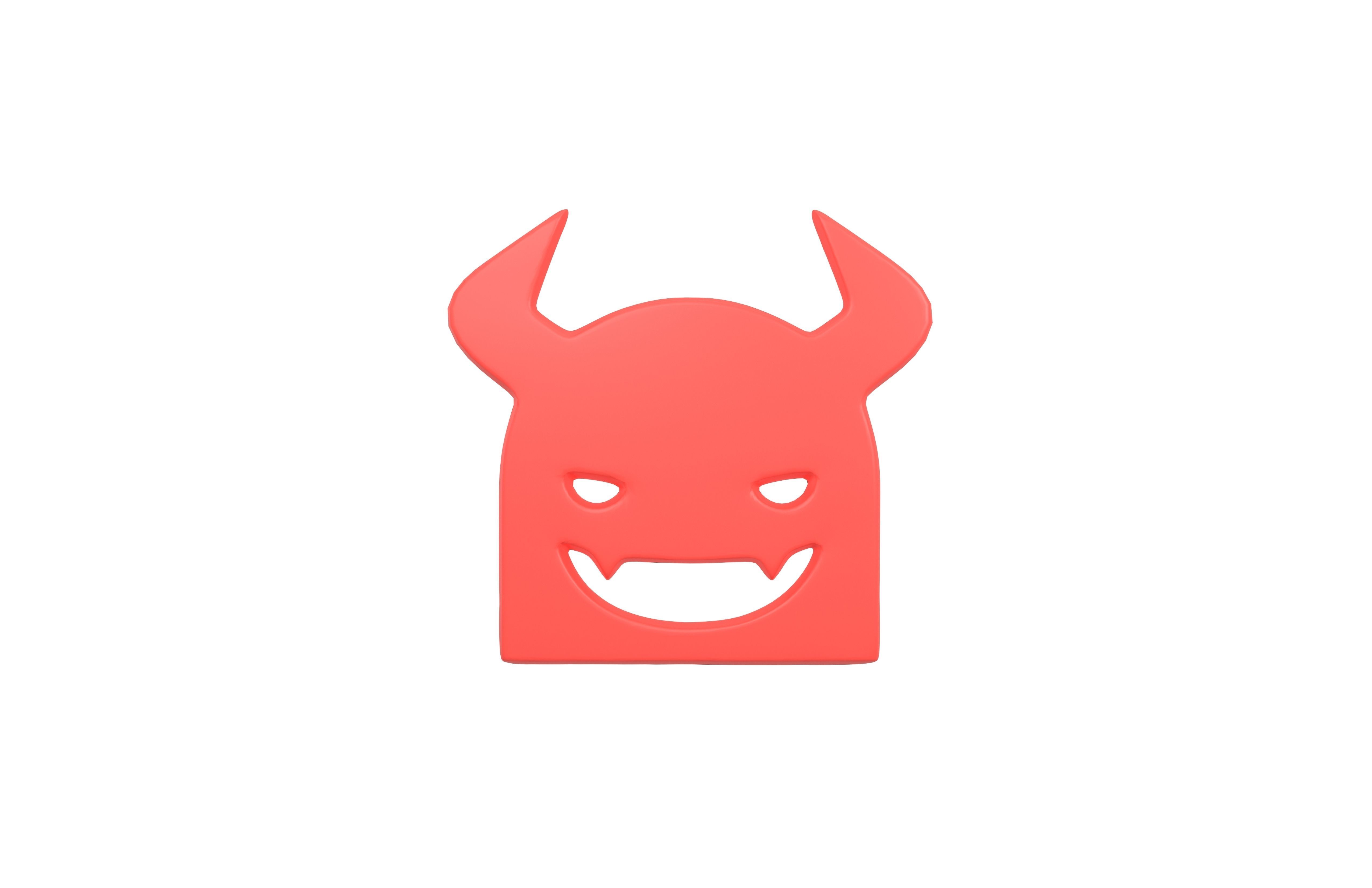 Angry Face with Horns Symbol V1 003 Low-poly 3D model_1