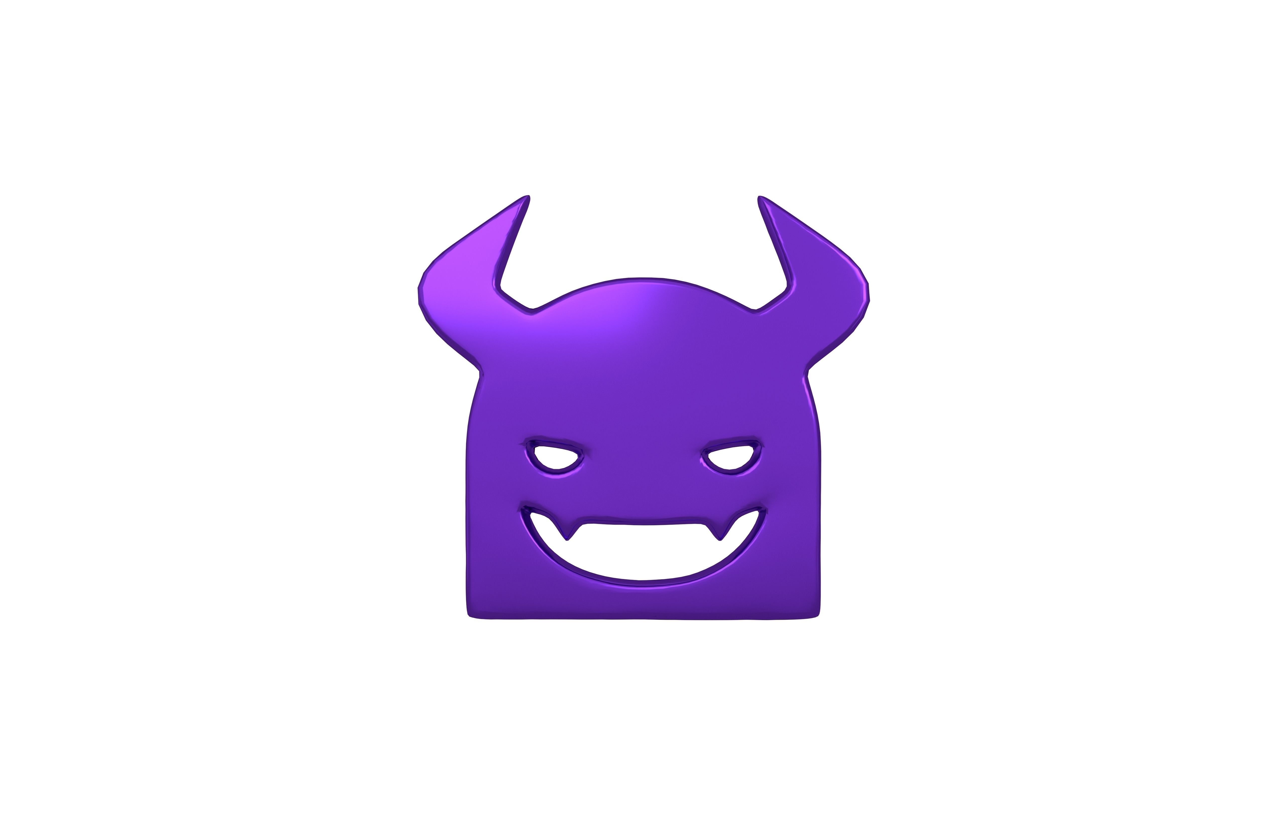 Angry Face with Horns Symbol V1 006 Low-poly 3D model_1
