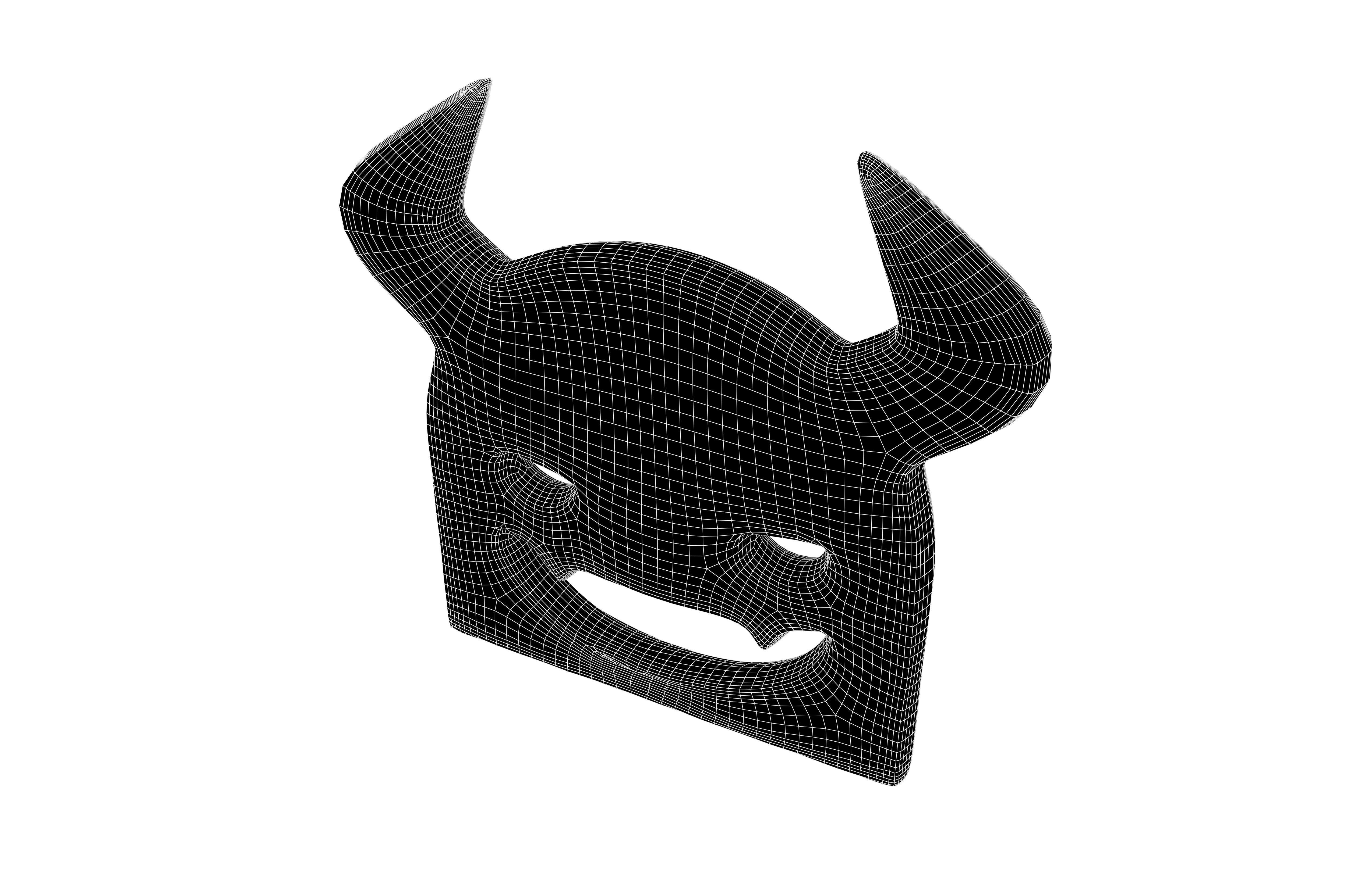 Angry Face with Horns Symbol V1 006 Low-poly 3D model_6