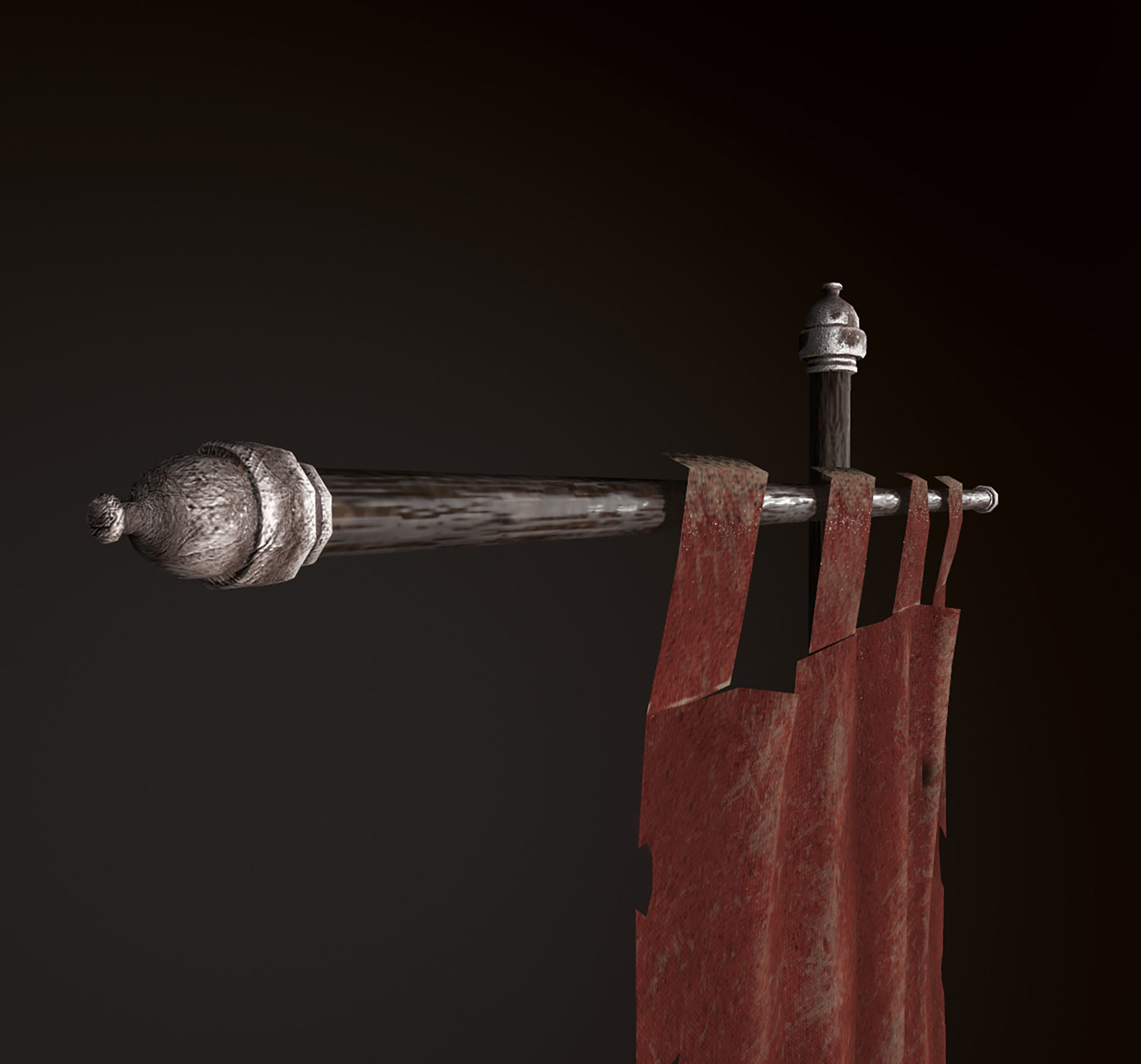  Ancient Torn Flag Low-poly 3D model_6
