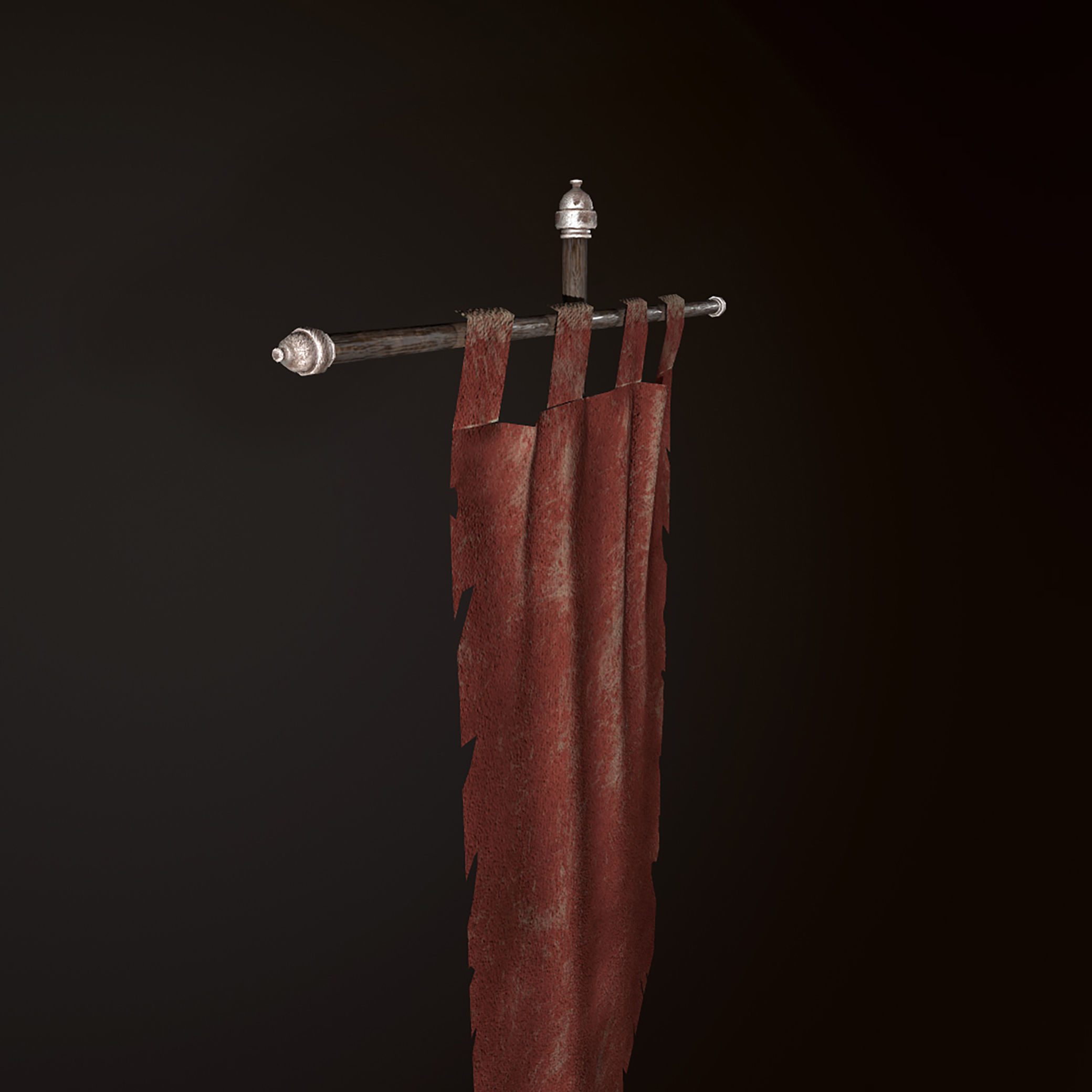  Ancient Torn Flag Low-poly 3D model_2