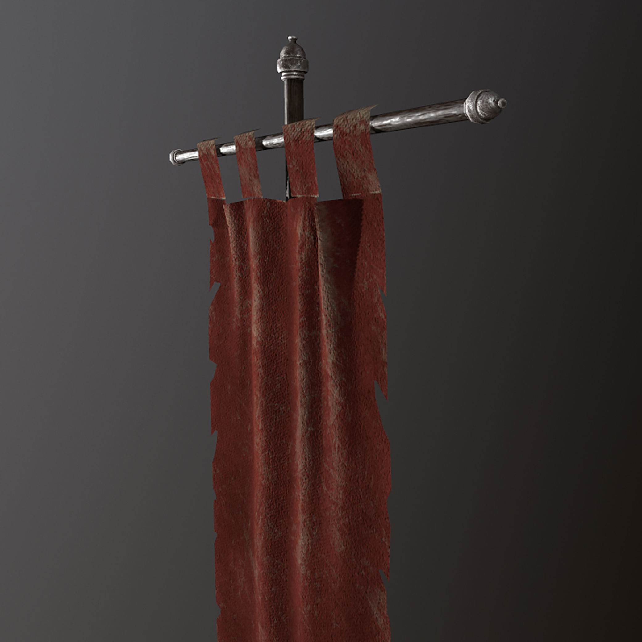  Ancient Torn Flag Low-poly 3D model_3