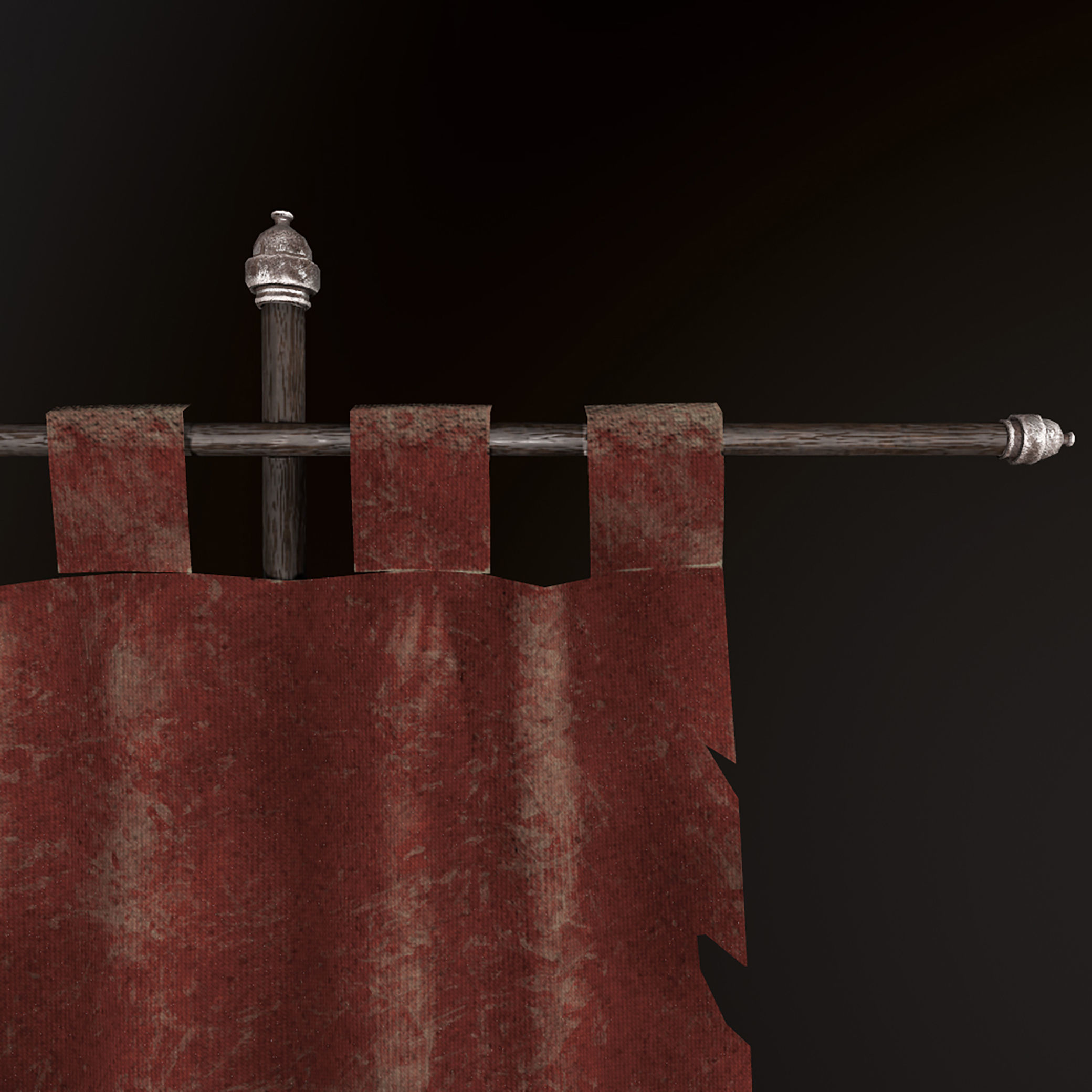  Ancient Torn Flag Low-poly 3D model_5