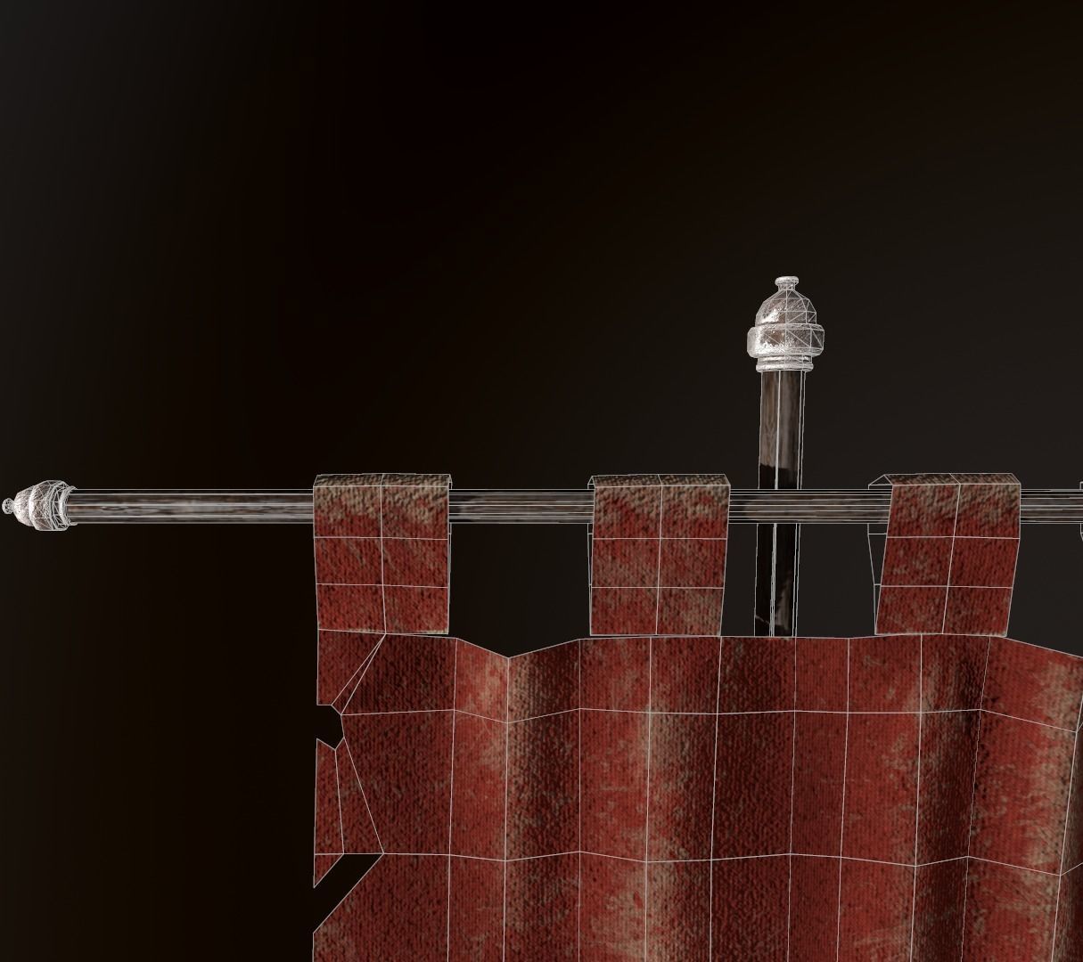  Ancient Torn Flag Low-poly 3D model_8