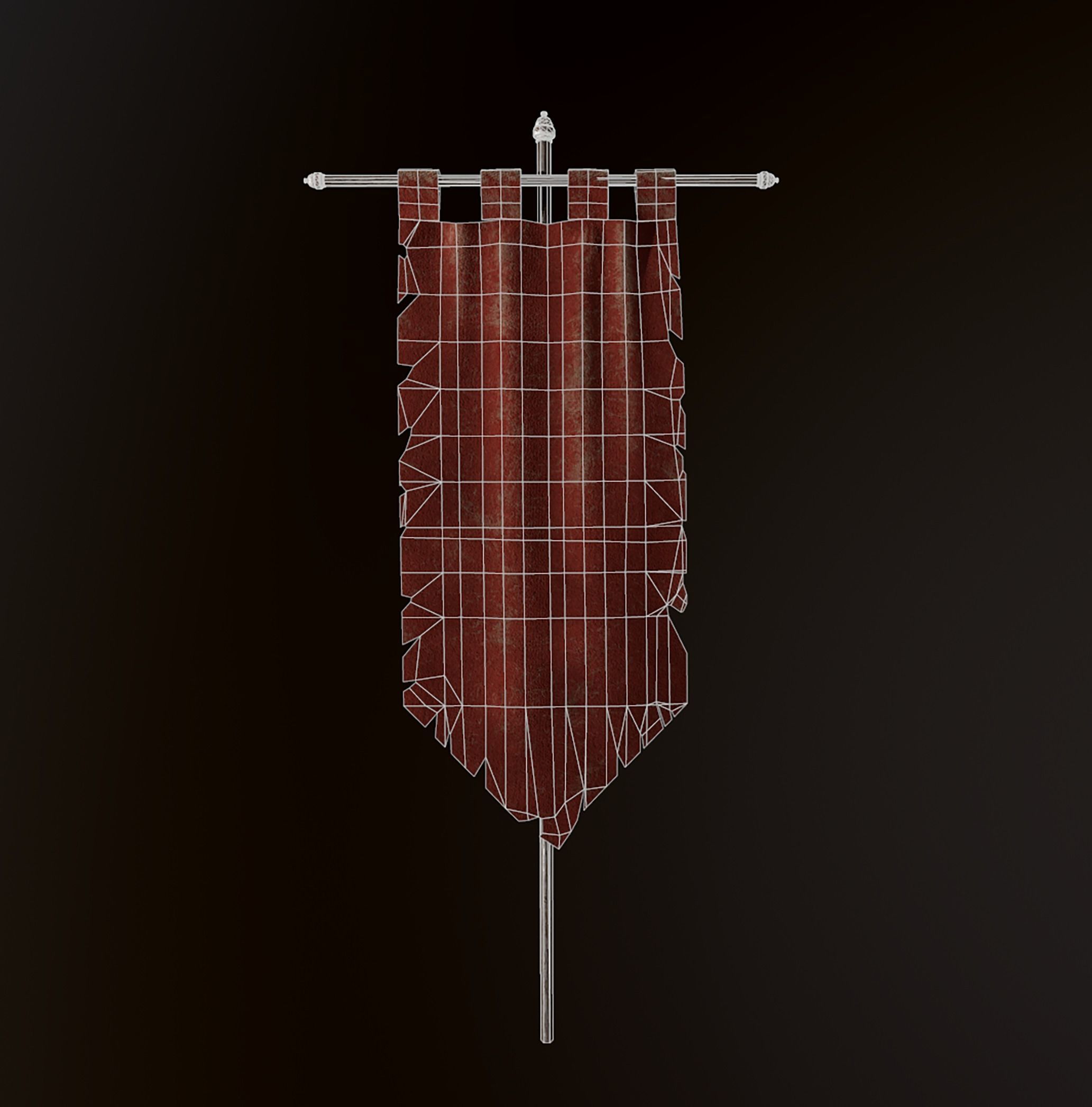  Ancient Torn Flag Low-poly 3D model_7